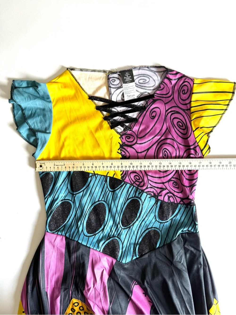 Disney Nightmare Before Xmas Sally Costume Dress Girls L 12-14 fits Adult XS EUC